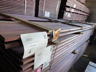 Ca. 19x Purple Heart hardhouten planken geschaafd, 21x95mm, lengte 245
